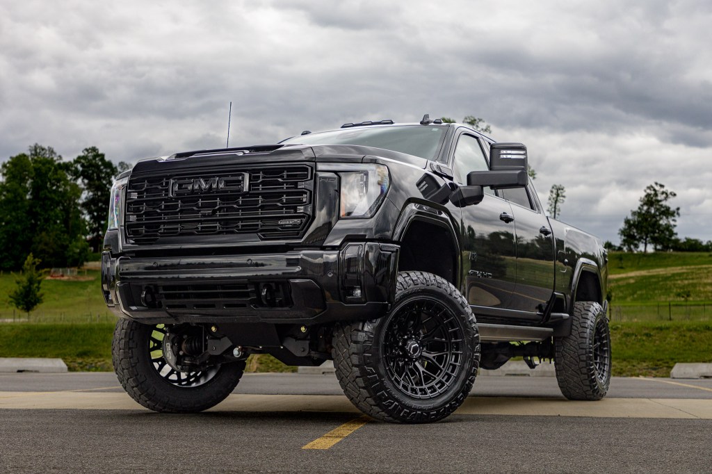2026 GMC Sierra 2500 HD with a 5" BDS lift kit, 22x12 Vossen HFX1 wheels, and 37" Nitto Ridge Grappler tires. 