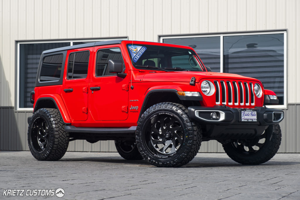 Lifted 2019 Jeep Wrangler Unlimited with Fuel Vortex and Rough Country  Suspension Lift Kit | Krietz Auto