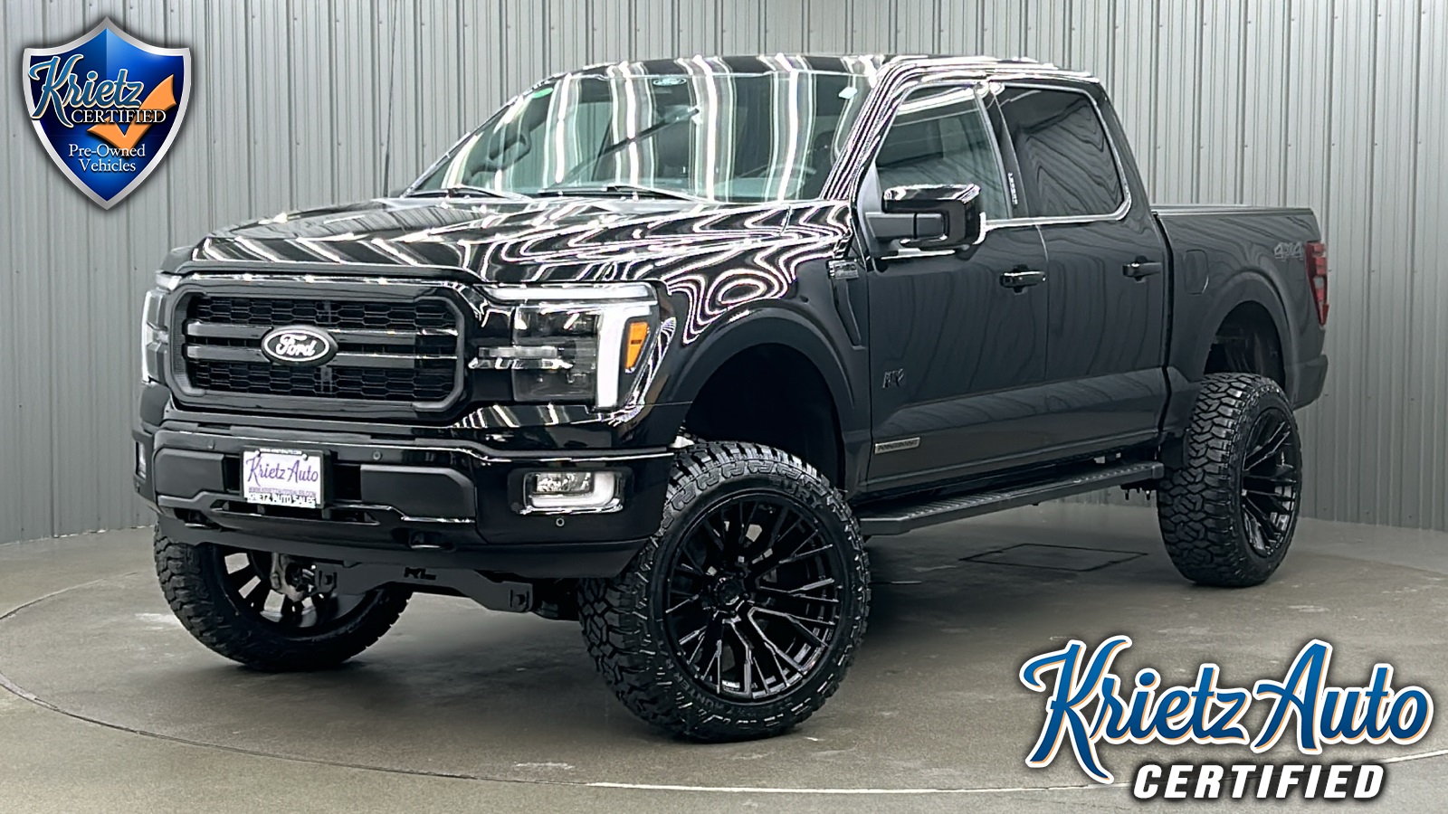 Lifted 2024 Ford F-150 Lariat Black Appearance Short Bed w/ 501A & Moonroof