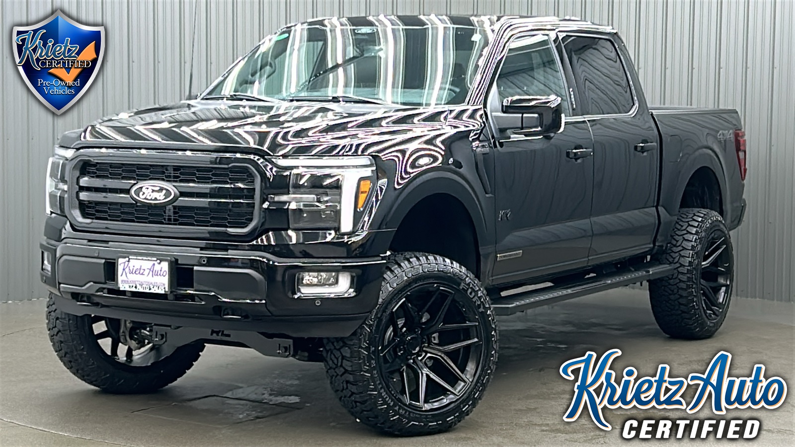 Lifted 2024 Ford F-150 Lariat Black Pkg Short Bed w/ 502A & Moonroof