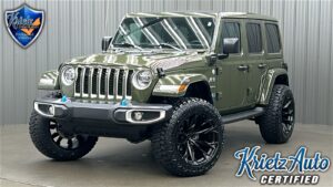 Lifted 2022 Jeep Wrangler Unlimited Sahara 4xe w/ Cold Weather, Advanced Safety & Sky Top
