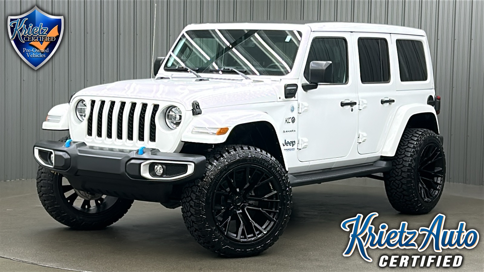 Lifted 2022 Jeep Wrangler Unlimited Sahara 4xe w/ Safety Pkg & Power Sky Top