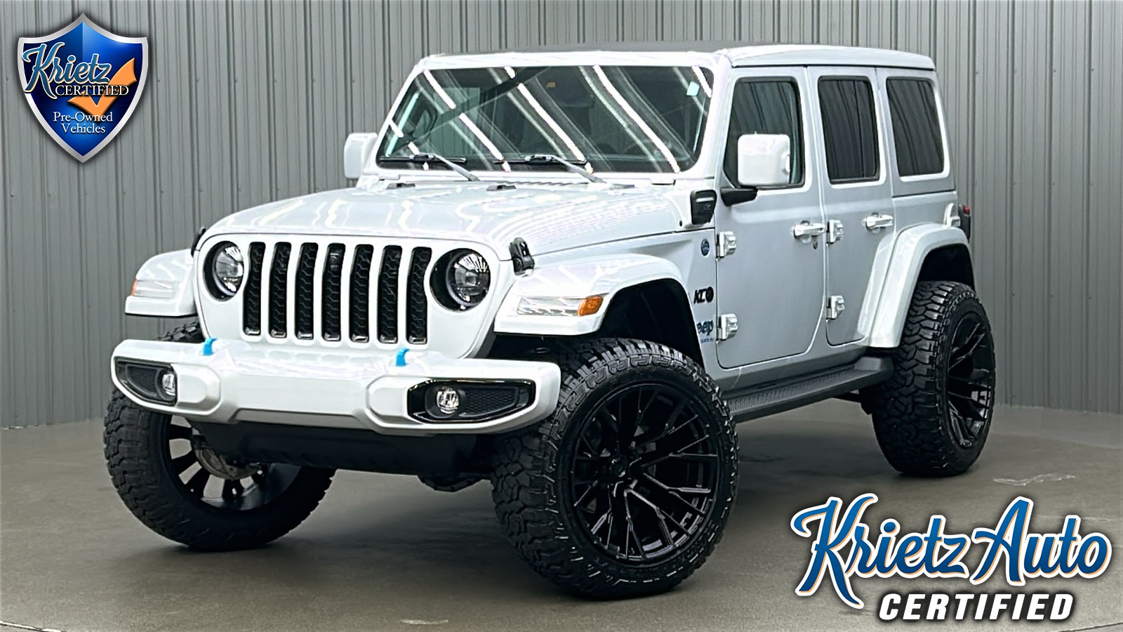 Lifted 2023 Jeep Wrangler High Altitude 4xe w/ Cold Weather, Advanced Safety & Sky Top
