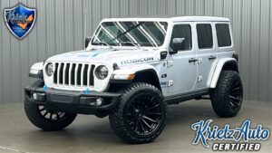 Lifted 2022 Jeep Wrangler Unlimited Rubicon 4xe w/ Advanced Safety, Cold Weather & Sky Top