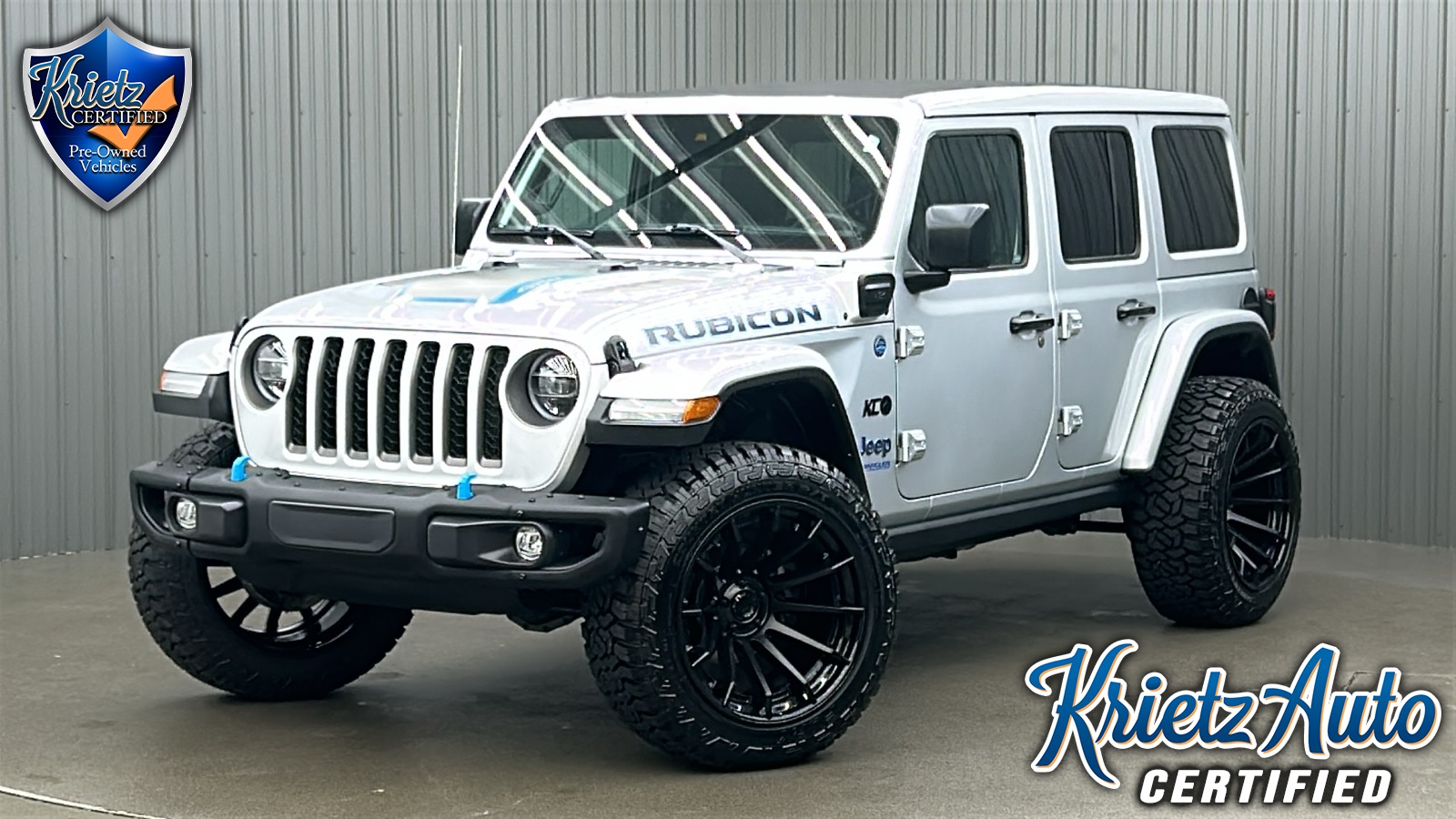 Lifted 2022 Jeep Wrangler Unlimited Rubicon 4xe w/ Advanced Safety, Cold Weather & Sky Top
