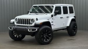 Lifted 2025 Jeep Wrangler Sahara 4xe w/ Active Safety & Sky Top